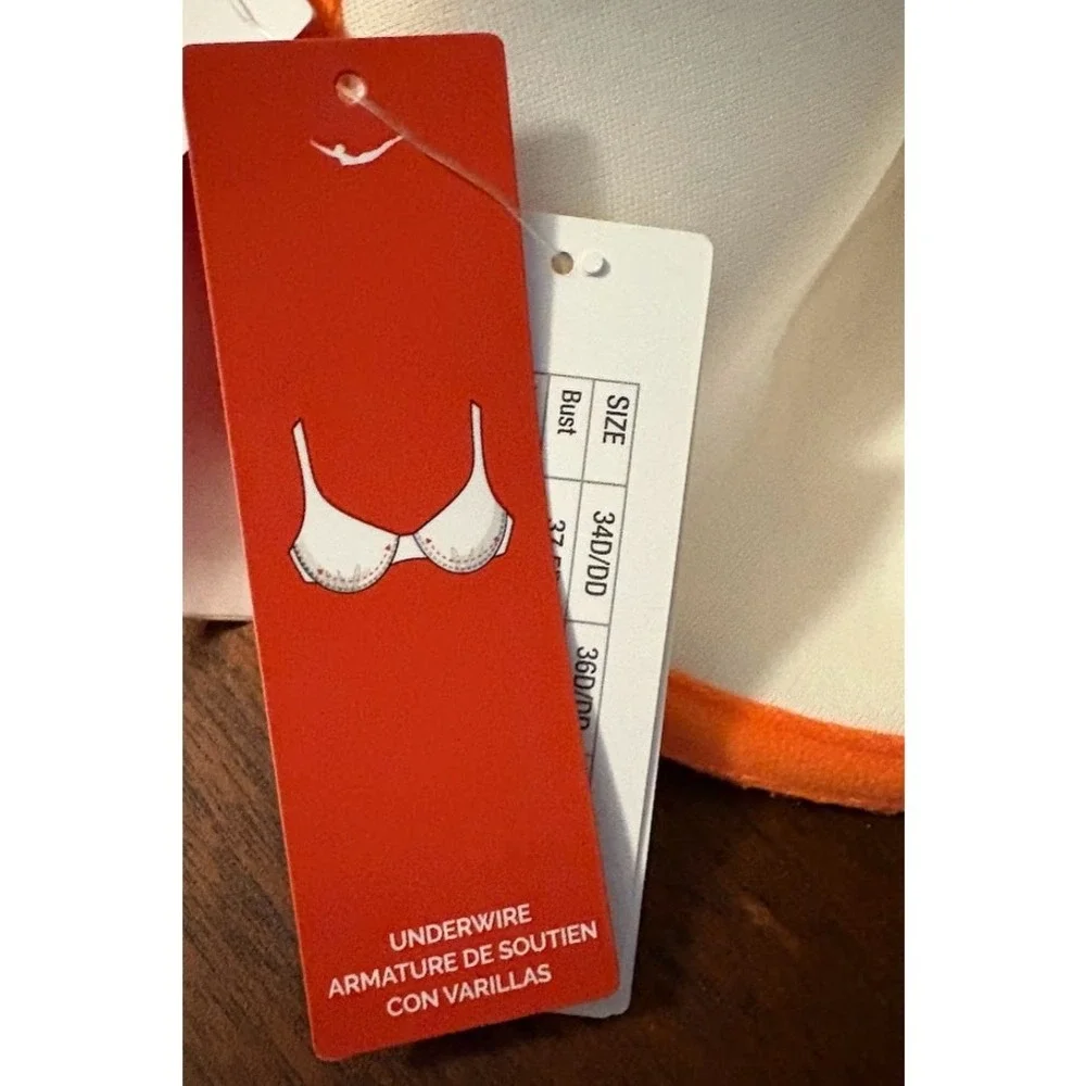 Jantzen Bikini Top Womens 34DD Orange New Underwire Ruched Sweetheart‎ JZ21004B